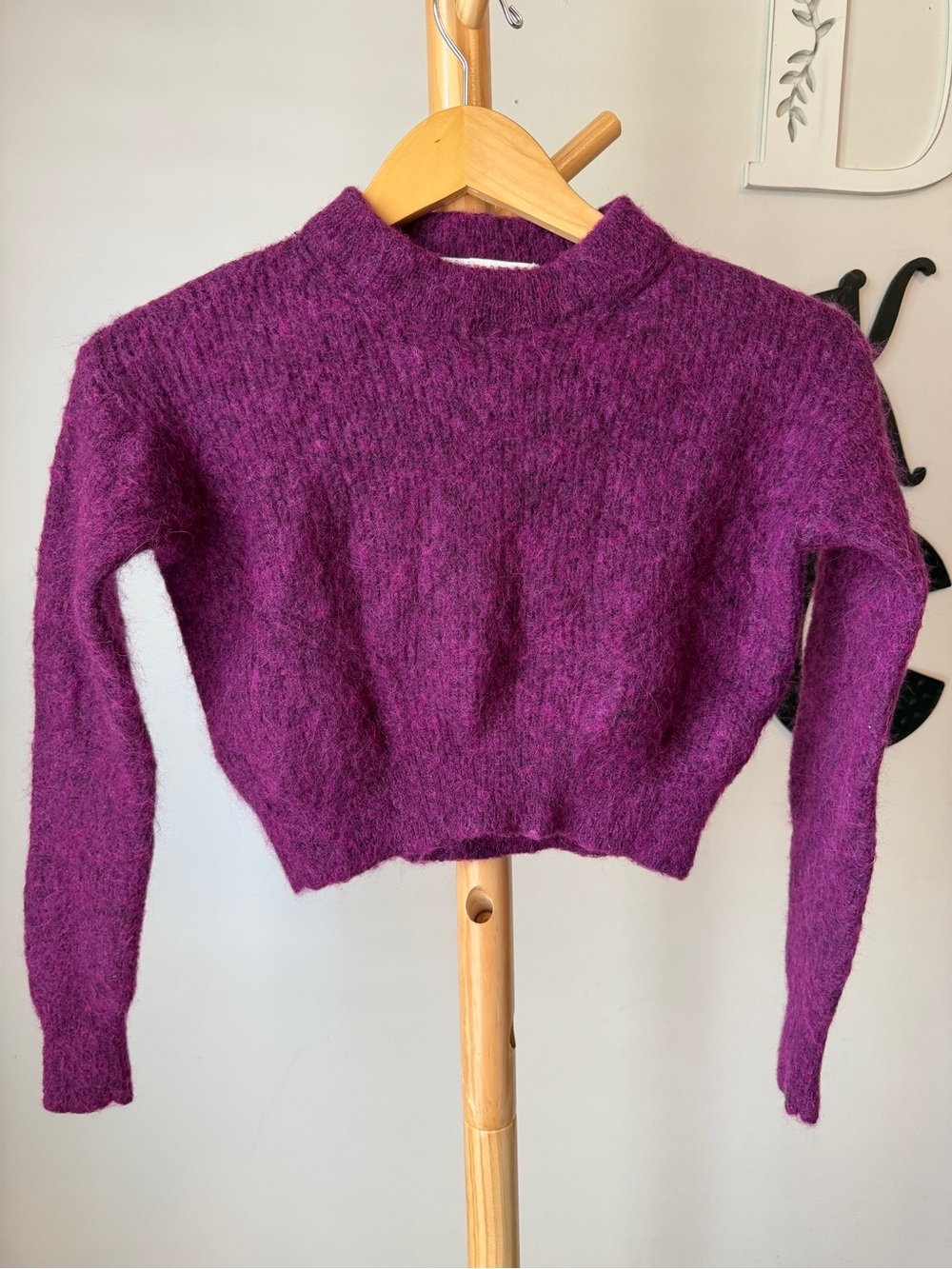 Veronica Beard Cropped Long Sleeve Sweater Alpaca Blend Knit Size XS
